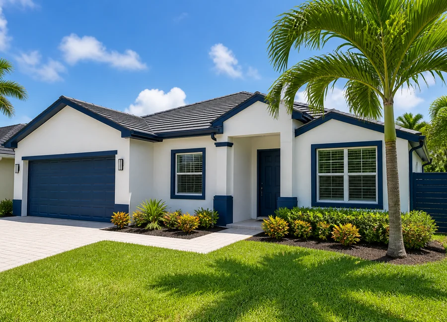 Freshly painted residential exterior with clean curb appeal